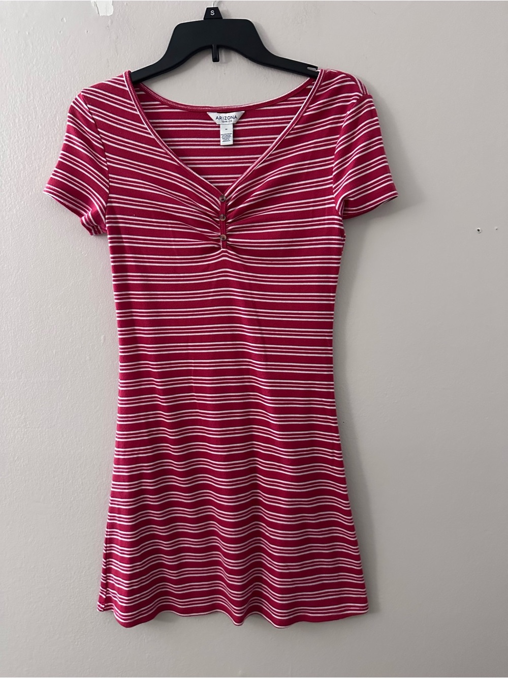 Red & White Striped Short Sleeve Knit mini Dress in excellent condition